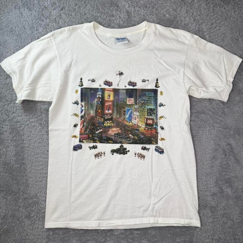 Alexander Chen white New York City Times Square art tee
